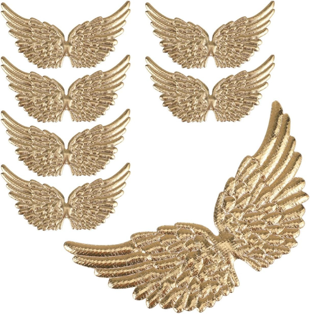 12Pcs Angel Wings, Gold Mini Angel Wings for Crafts Decor, Small Fabric Patch fo