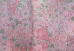 Vintage Pastel Pink and Green Floral Flowers Cotton Fabric Over 2 Yards