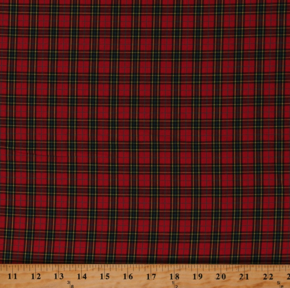 Cotton Sevenberry Classic Plaid Red Black Yellow Fabric Print by Yard D152.24