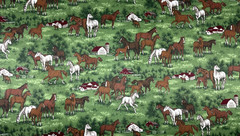 Cranston Horses Foal Barns Stables Ranch Green Quilting Cotton Fabric BTHY #59
