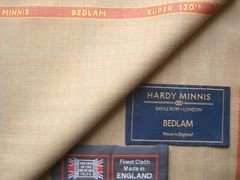 DORMEUIL “EXEL” MERINO WOOL WORSTED SUITING FABRIC IN “SHARKSKIN” = *See Below*