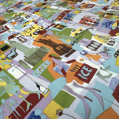 Green Blue Yellow Orange New York City Theme Cotton Fabric BTHY #56