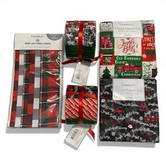 Christmas Fabric Lot 1 Yard Cuts Jelly Roll Strips Iron On Cotton Quilt