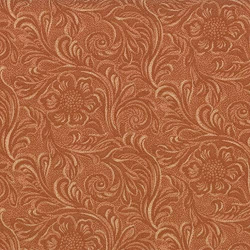 Tooled Leather-Look, Color of Buckskin, Fabric, 100% Cotton, Western Basics, Sou