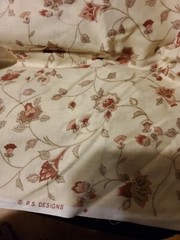 Vtg PS Designs Pink Mauve & TanFloral Sewing Quilting Pink Fabric 4 Yards + 23″