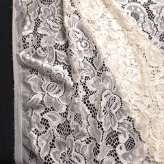 Ivory Classic Rose Stretch Lace 58″ By The Yard Apparel Fabric