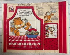 Vintage Garfield Apronand Cat/ Pet Bowl Placemat Cut and Sew Fabric Uncut