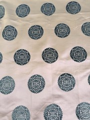 Mongolian Ethnic Brocade Fabric 4.47 Yards x 29” Black Flocked Pattern USA