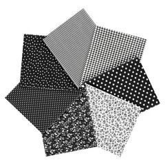 7 PCS 19.7×19.7 Inch Black Assorted Patterns Cotton Sewing Patchwork Fabrics