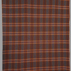 Vintage 1970s Plaid Herringbone Fabric 1.55 Yards 60″ Wide Orange Brown Suiting
