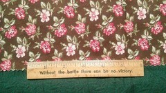 Fabric Red Rooster “Flower” of 3-Tone Cranberry on Chocolate Brown 10″x14″ $1.95