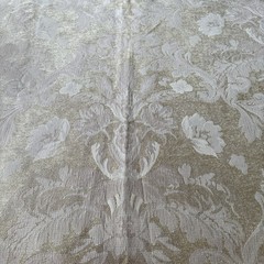 VTG Damask Floral Scroll Decorative Upholstery Fabric Textured Beige Gold 2 Yd