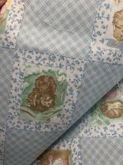 80’s Blue Beatrix Potter 3 Yards cotton fabric Vintage 108” X 44”