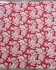 Eddie Bauer Fabric Floral Maroon Red Cream 2+ Yards Upholstery Material 98″x59″