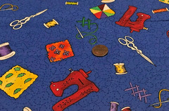 Sewing Machine*Thread*Scissors*Needles*Fabric Scraps* Fabri-Quilt *100% Cotton *
