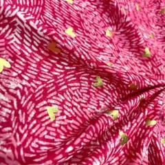 Spandex Fabric Golden Hearts background Pink Stretch 60″ W by Yard for Swimwear