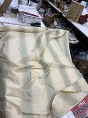 Striped TAFFETA Silk . 100% silk. Sold By the yard. Light Gold / Green