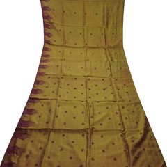 Vintage Green Dual Tone 100% Pure Silk Sari Remnant 5YD Craft Fabric Silk Scrap