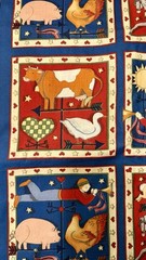 Vintage Susan Winget Americana Farm Fabric Lot 1995 Primitive Country 2 Pc