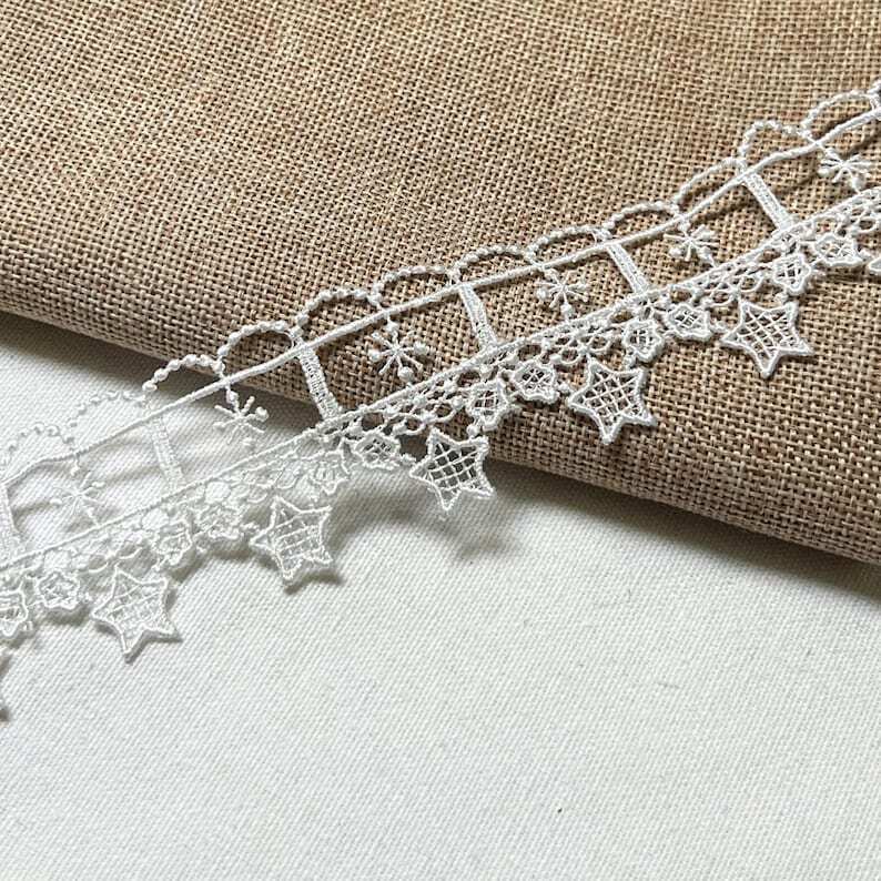 Black White Lovely Guipure Lace Trim Cute Embroidery Star Trim for Dress Gown