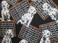 Dalmation Dog Chalkboard “I WILL NOT BARK IN SCHOOL” BLACK COTTON FABRIC SBTY