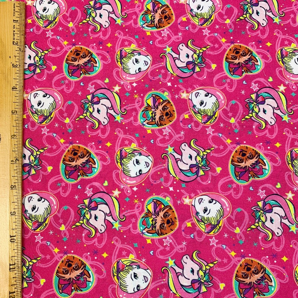 BTY Nickelodeon Viacom Jojo Siwa Friends Are Magic Pink Unicorn Fabric Material