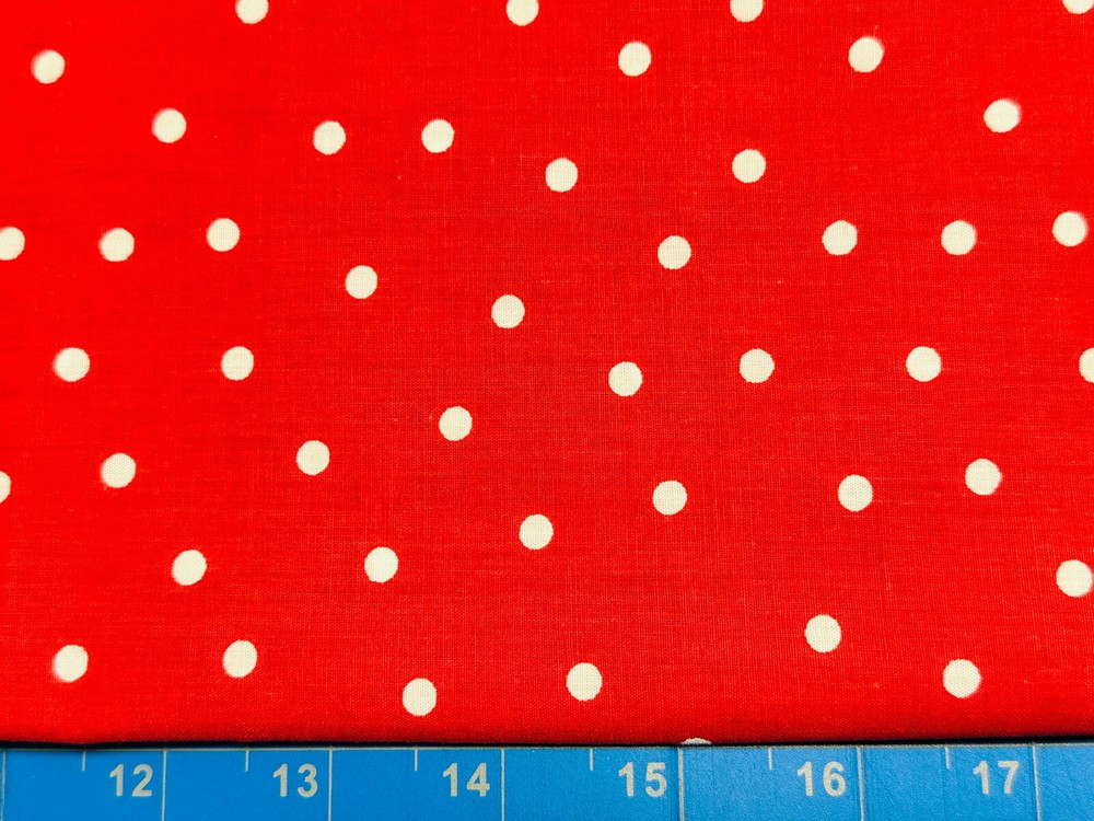 Tina Scrap 9″x21″ Circle Polka dots Valentines Red White Circle Cotton Fabric