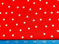 Tina Scrap 9″x21″ Circle Polka dots Valentines Red White Circle Cotton Fabric