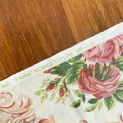 1.2 YD Vintage Floral Flourish Polished Cotton Decor Fabric Beige Cyrus Clark
