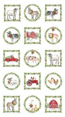 Barnyard Christmas By Northcott Studio – White Block Panel #28800-10