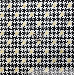 BonEful Fabric FQ Cotton Quilt VTG Black White Gold Metallic Check Stripe Block