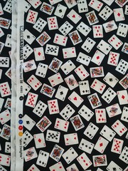 REMNANT Novelty Mini Poker Cards On Black “Mini Delights” ROBERT Kaufman 18×15