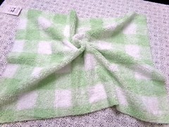 cuddly green gingham vtg terry chenille fabric soft cotton blend 19×25″