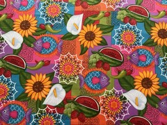 fabric Butterfly Flower Fish By M, Liss 43″ X 50”BTY 966