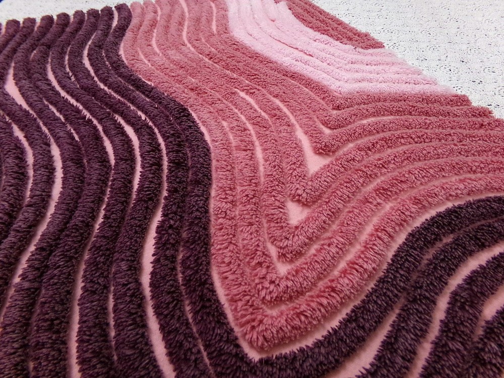 hypnotic sunkissed vtg chenille bedspread fabric pink mauve optic 16″ x 25″