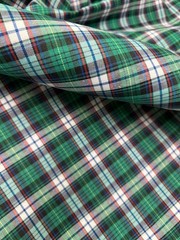 Green White Plaid Tartan Cotton Woven Fabric BTY GR8 For Kilts Skirts Drapes