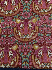FQ EDEN Tiger Tula Pink Floral Red/Pinks Animal Cat Cotton Quilt Fabric