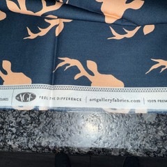 1-1/2 Yds Buck Forest Woodlands FUS-W-602 Fabric by Woodlands Fusion Deer, Blue