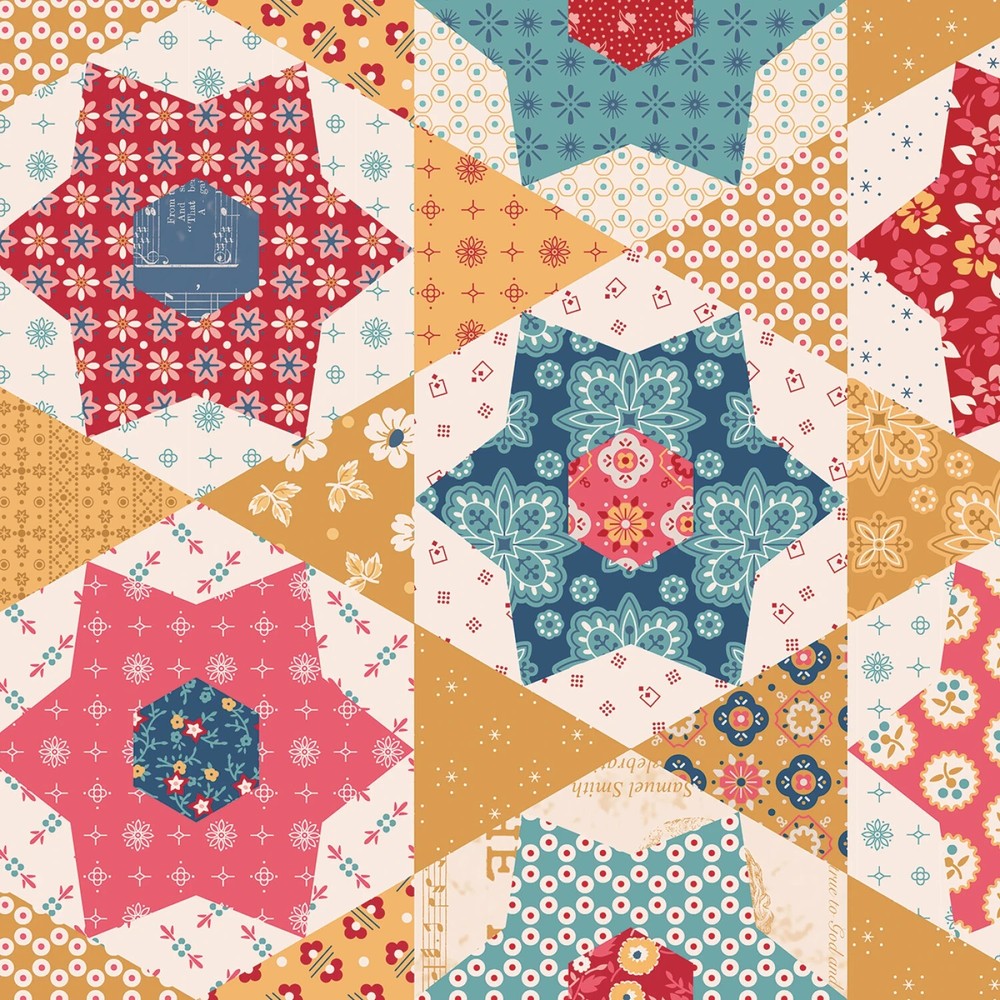Americana Home Décor Stars Vintage Look 57/58in Wide, Riley Blake Fabric BTY