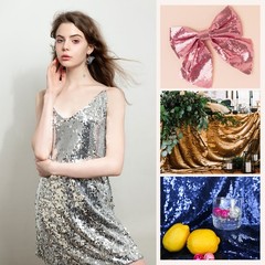 1 Yard Sequin Fabric by the Yard Velvet Sequins Fabric, Rose Gold