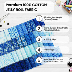 -20 Options-100% Cotton Jelly Roll Fabric Precut Strips for Quilting, Crafting,