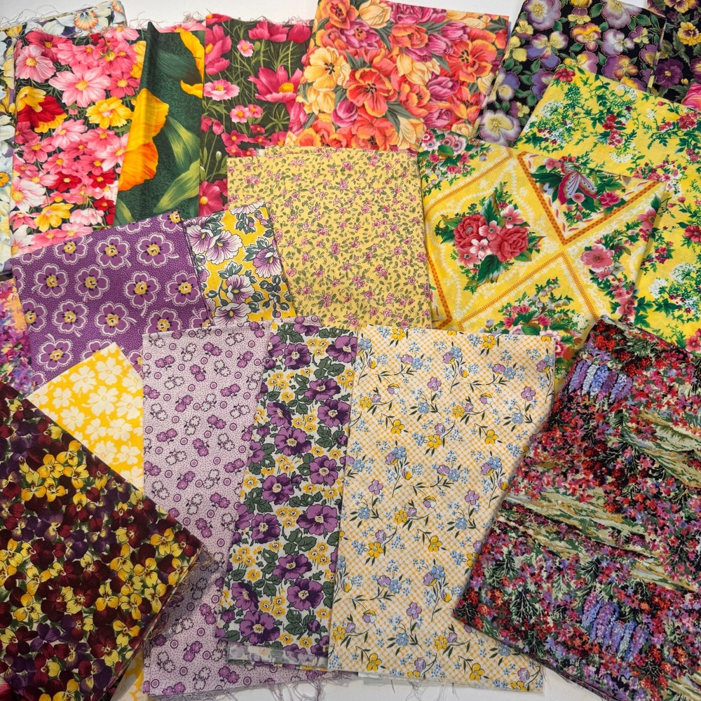 Floral Fabric Lot – Approx. 12 Yds Total Quilting Cotton Brights & Cottagecore