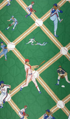 VTG Princess Fabrics Green Quilted Baseball Themed Cotton Fabric 1+Y #64
