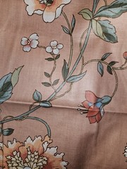 HTF VTG 1981 LUTHER TRAVIS Bloomcraft Fabric Jacobean Flower Print 2.25 Yrd X 54