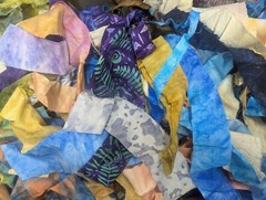Lunn Fabric Scraps 1 Pound ~4 Yards Artisan Batik Prisma Dyes Grab Bag Strips