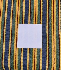 Vtg Striped Fabric Remnant By Debbie Mumm For SSI Green Golden Yellow Blue