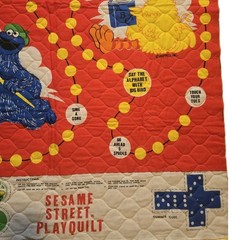 Vintage Sesame Street Play Quilt Panel Cheater Game Oscar Bert Ernie Preschool