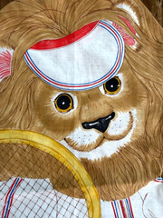 Vintage Cut & Sew Fabric Panel Spring Mills Tennis Lion 7548 Pillow Not Stuffed