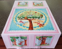 Rainbow Woodland Panel 42×23 Mila Marquis Red Rooster Tree Animal Blocks