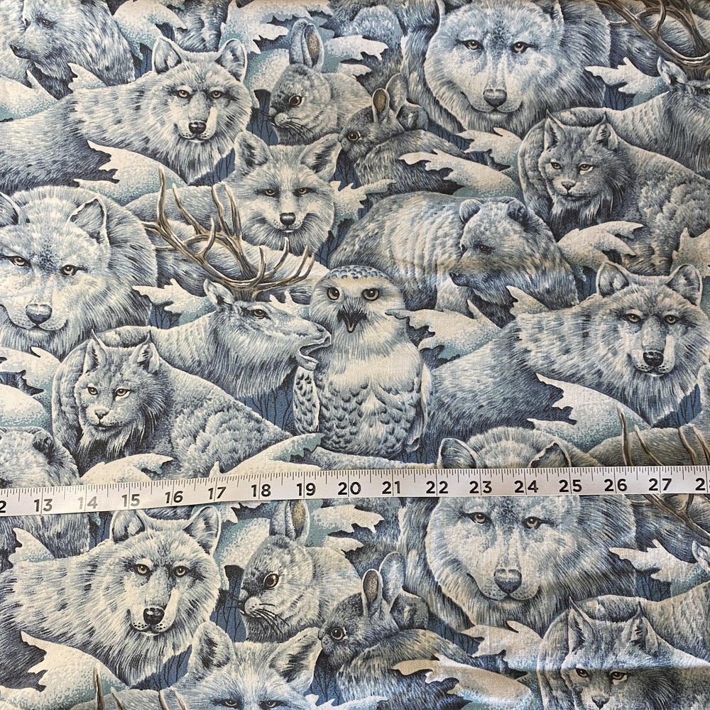 1.75 Yard Piece Midwinter Dream Wildlife Animals Cotton Quilting Fabric *washed*